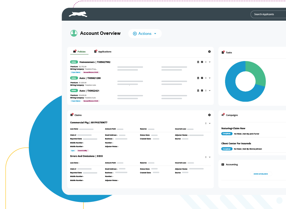 Screenshot of EZLynx account overview