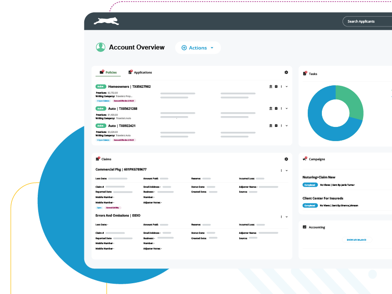 Screenshot of EZLynx account overview