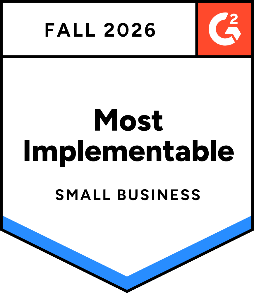 Most Implementable Small Business G2 Award Badge