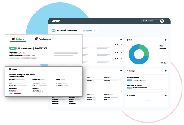 Insurance agency management system screenshot.